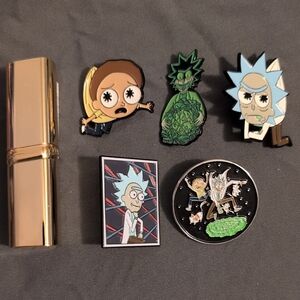 Rick and Morty Enamel Pin Set with Gold Case